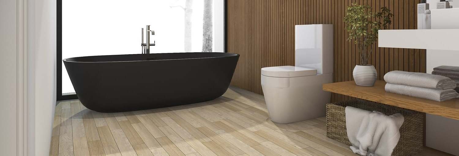 Luxury vinyl flooring in a bathroom